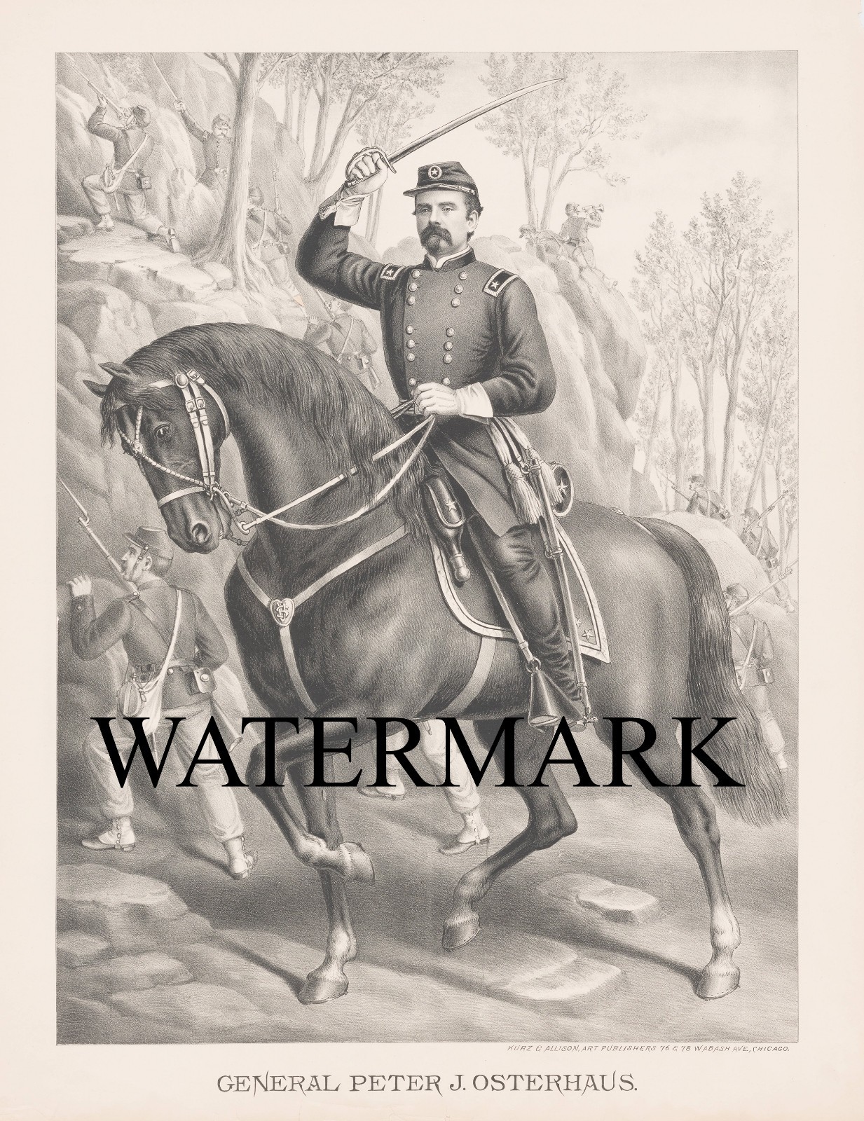 Kurz Allison Civil War Union General Peter Joseph Osterhaus 13×19″ Reproduction