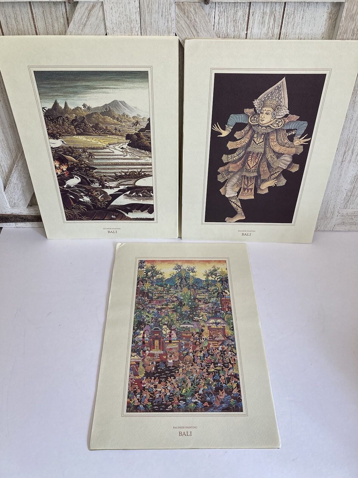 Vintage Balinese Wayang Watercolor Paint Prints Bali Life Art