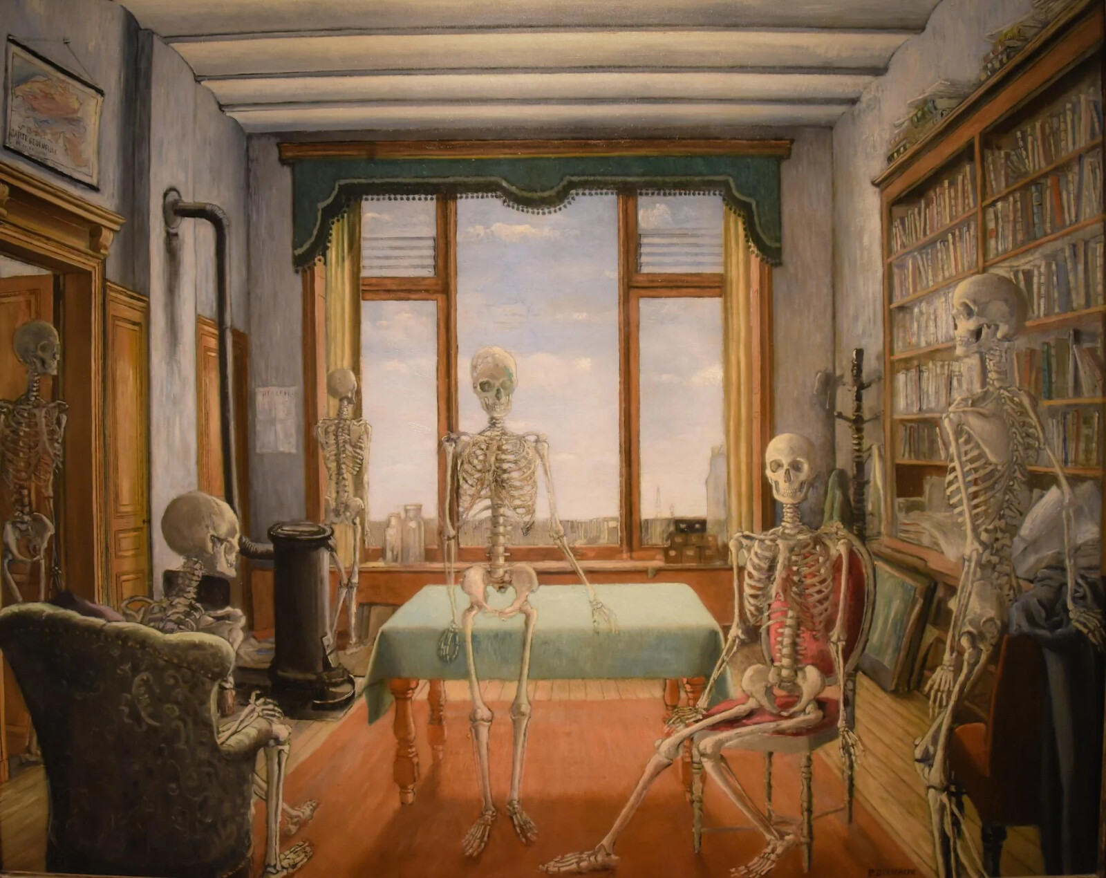 Paul Delvaux : Skeletons in an Office : Archival Quality Art Print
