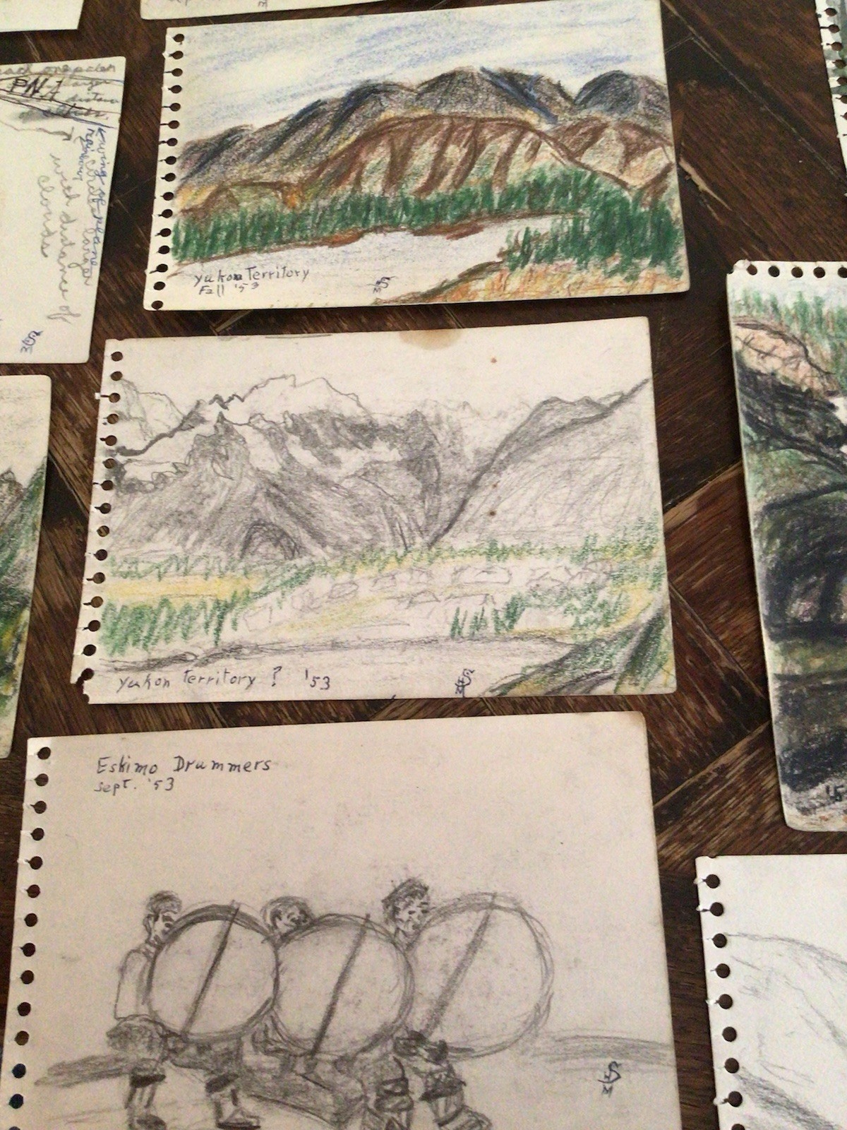 Vintage 1953 Alaska Artist H.M. SPARROW landscape DRAWINGS Inuit Nature