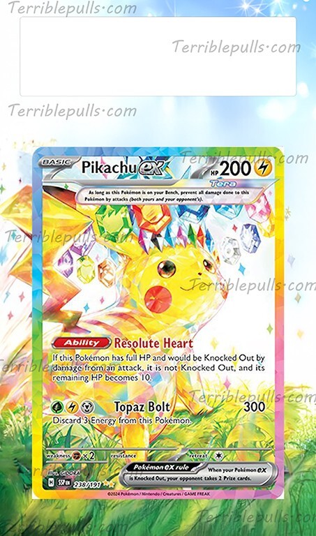 Pokemon Extended Art Inserts for PSA Slabs- Pikachu EX SIR 238 ART ONLY