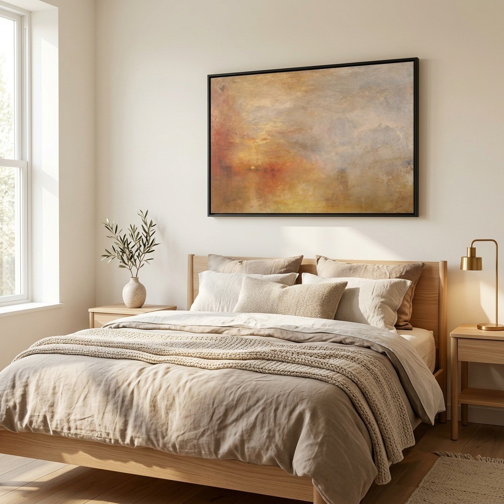 JMW Turner Sun Over a Lake Canvas Wall Art Print – Abstract Landscape Poster