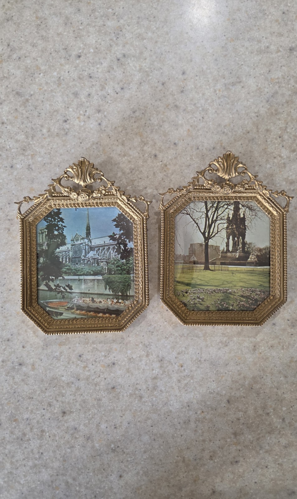 Vintage Art Ornate Plastic Frame Pictures Set Of Two Made In Hong Kong 6.5×4.75″