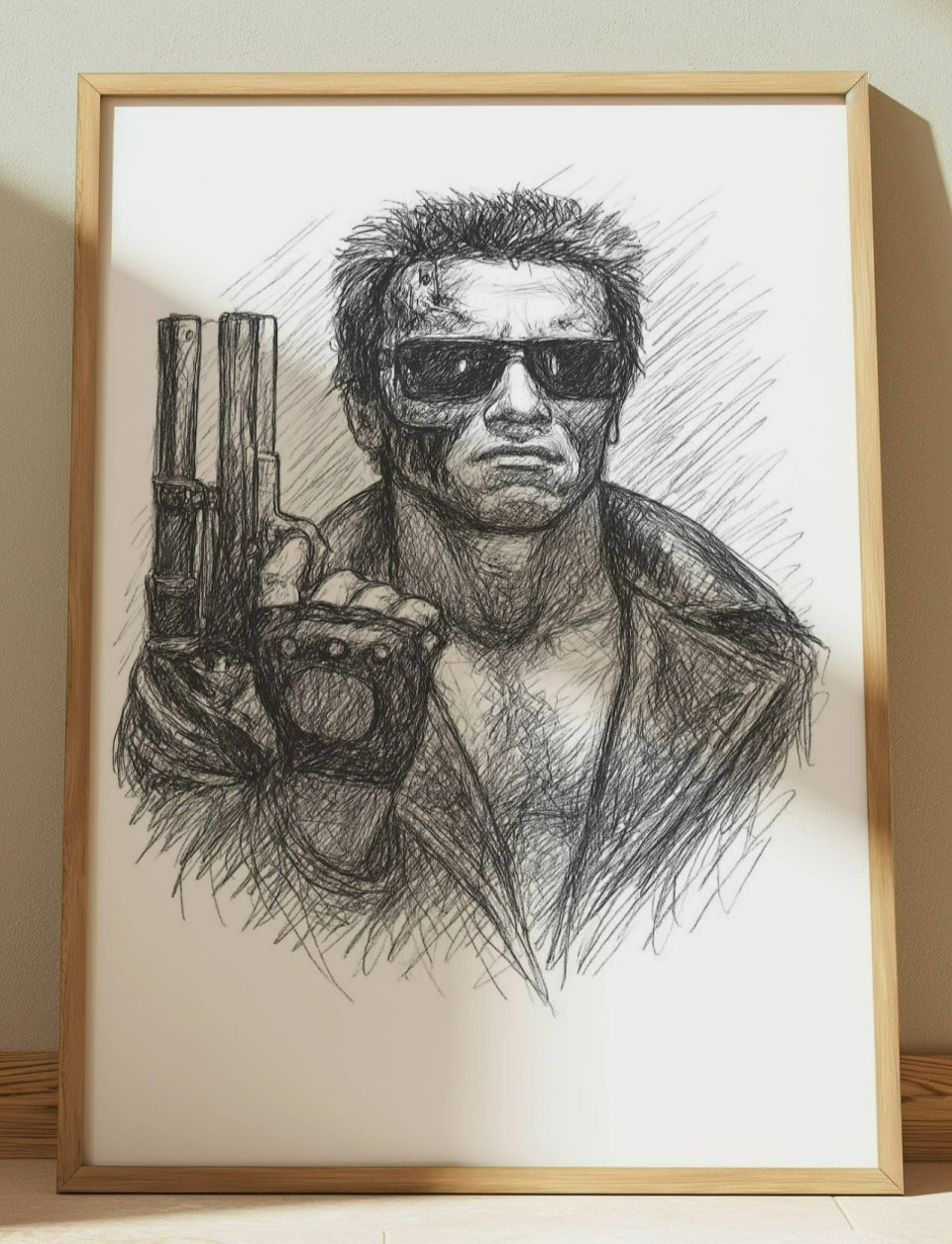 TERMINATOR MOVIE DRAWING SKETCH PRINT 8″ x 10″ TERMINATOR WALL ART HOME DECOR