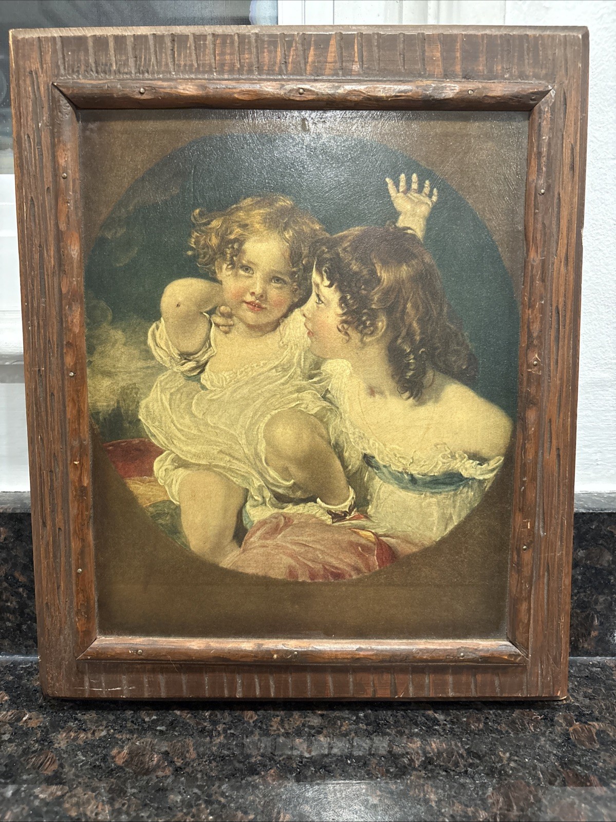 VTG Framed Print CALMADY CHILDREN Sir Thomas Lawrence In Solid Wood Rare