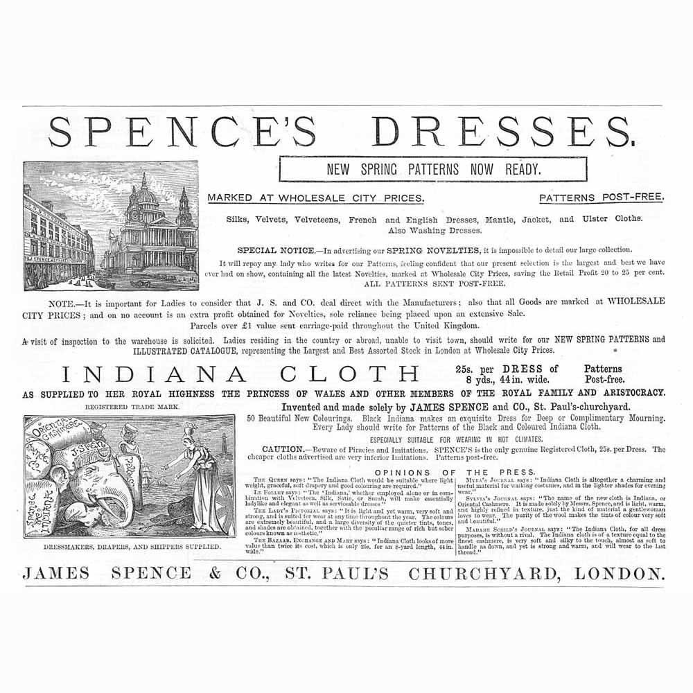 James Spence & Co Cloth Seller, St Paul’s Churchyard – Victorian Advert 1883