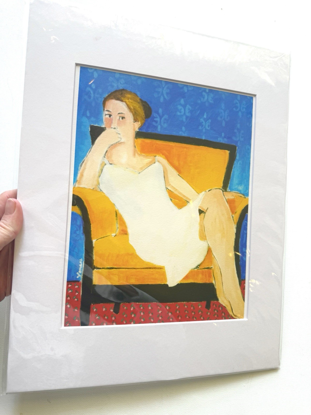 Expressive Woman ART PRINT In Mat 11×14 Signed Colorful Impressionism Modern Art