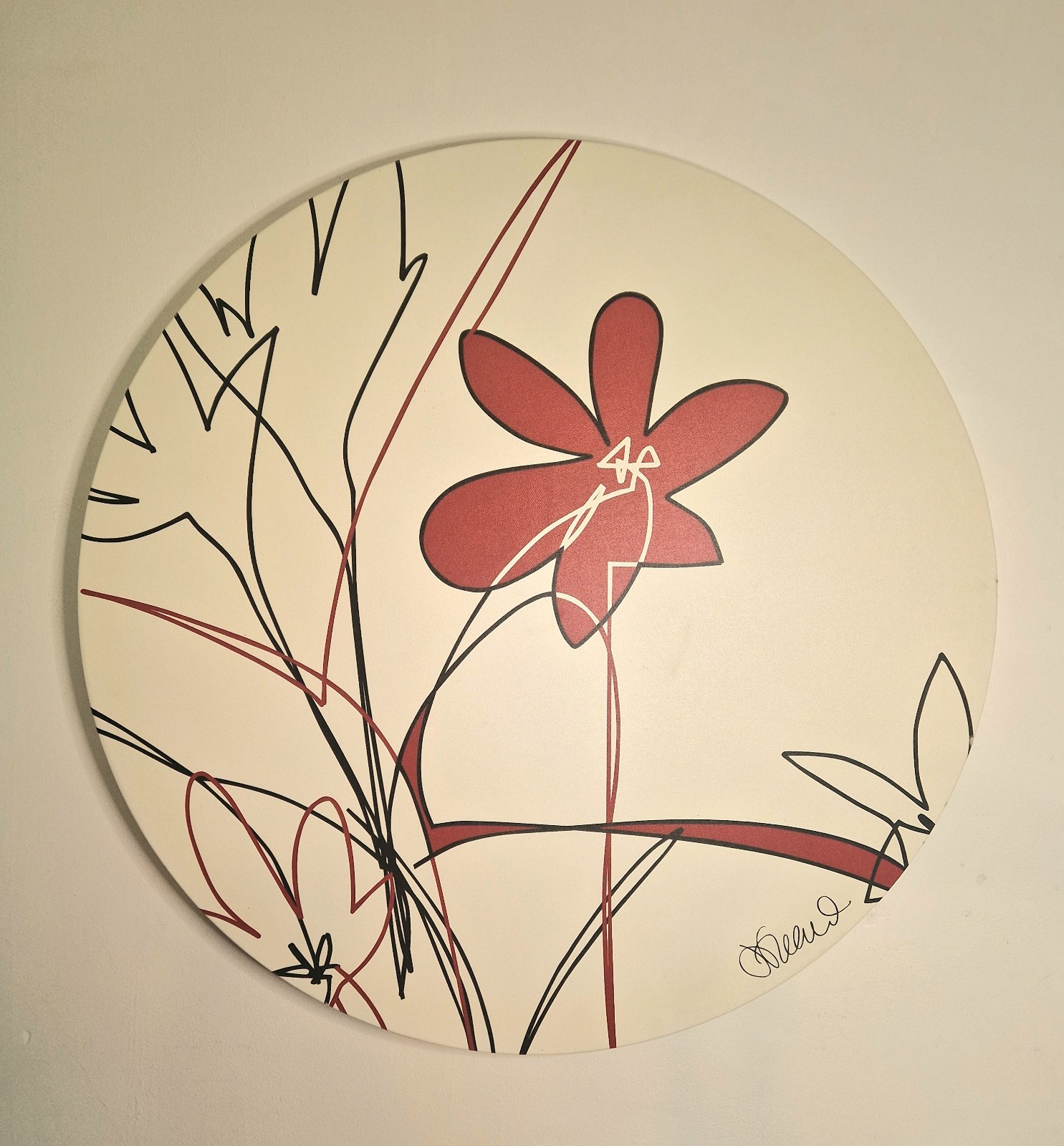 Ikea large round canvas print Floral in bloom by Jenny Frean 2016