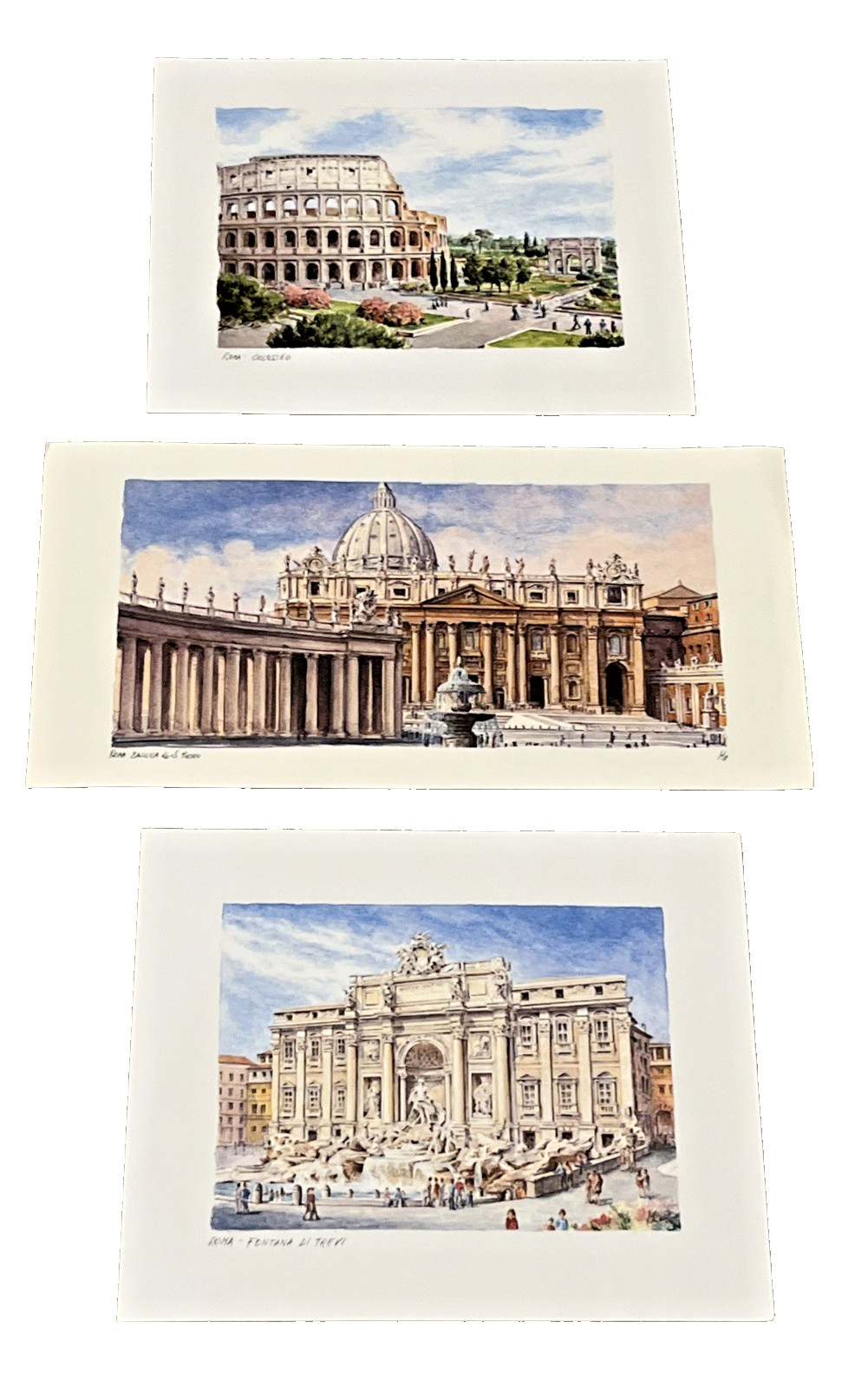3 Nuccio Art Roma Rome Italy Art Prints – Basilica, Colosseum, Fontana di Trevi