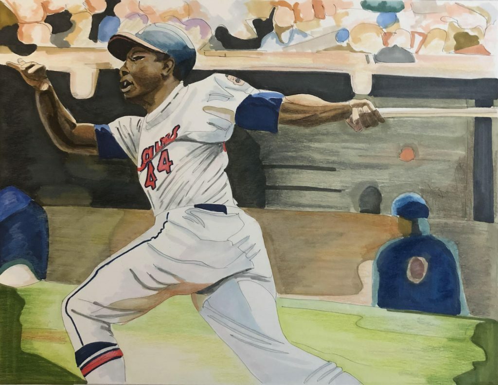 MLB SPORTS PLAYER PRINT of Braves Record Holder Hank Aaron by Michael Brown