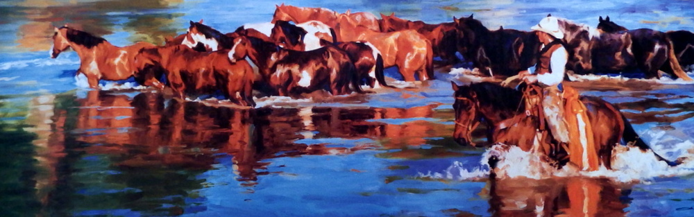 Jason Rich River Reflections Cowboy and Horse Signed Print