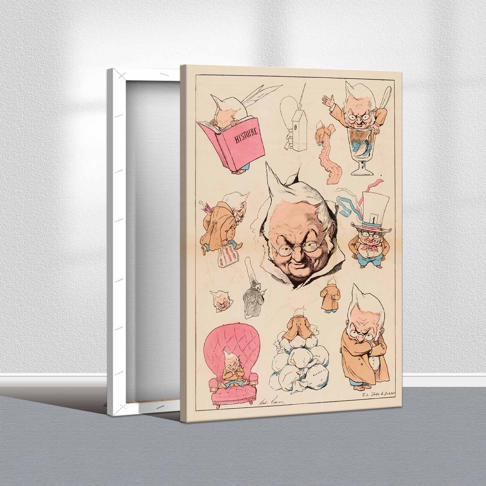 Canvas Print Oil Paintings Reproduction vintage caricature illustration artwork