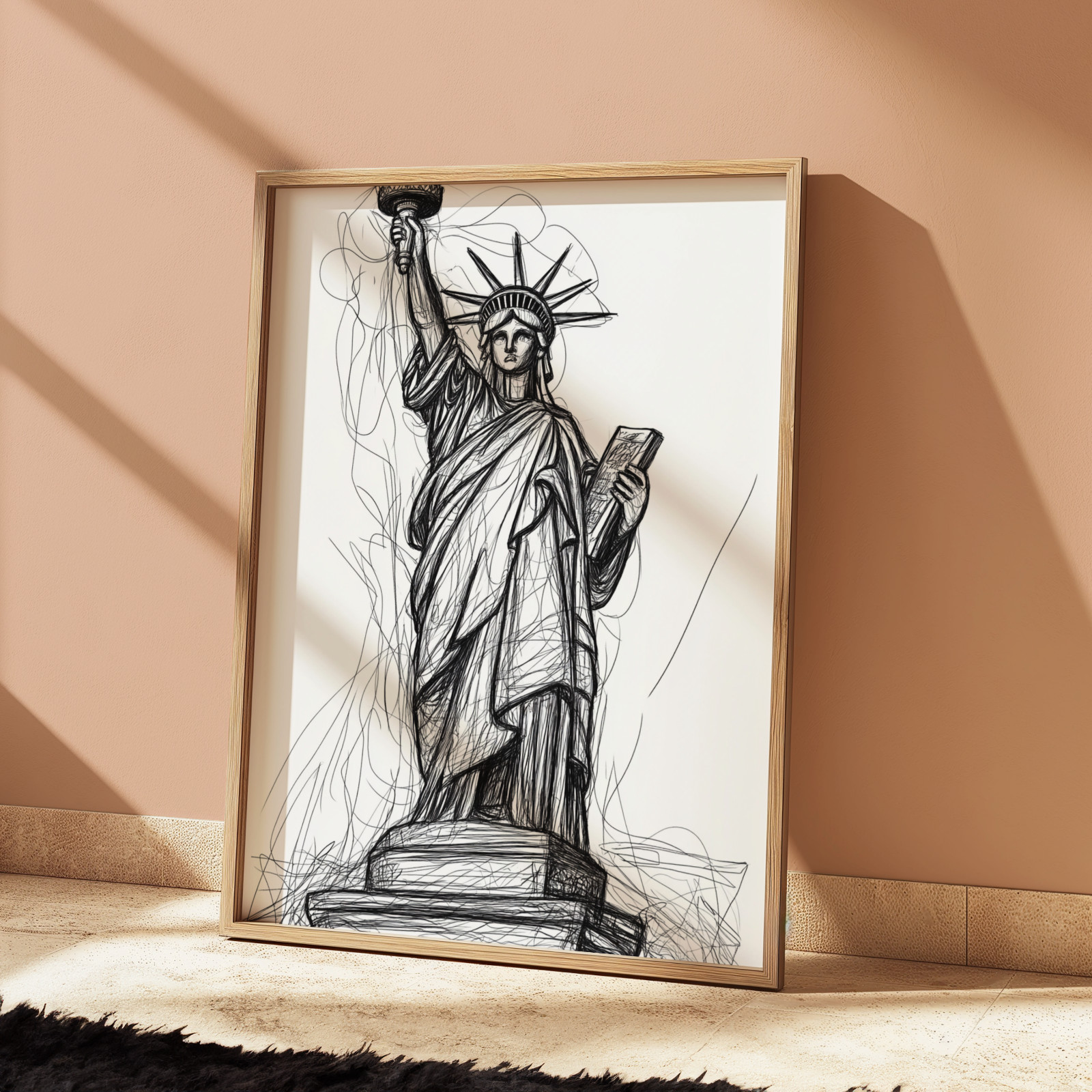 STATUE OF LIBERTY NEW YORK DRAWING PRINT SKETCH 8″ x 10″ NEW YORK CITY