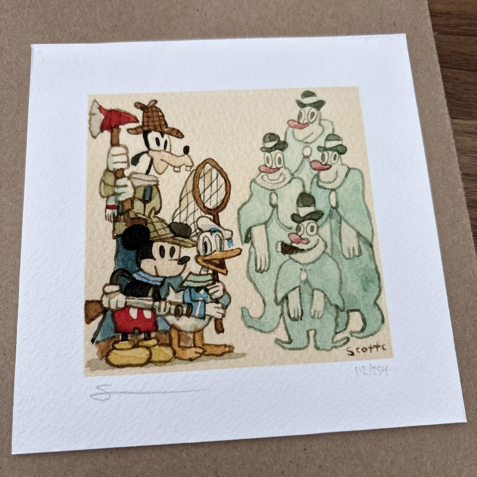 SCOTT C “The Ghost Detectives” 5 x 5 print 112/254 FINE Mickey Mouse GOOFY 🤩