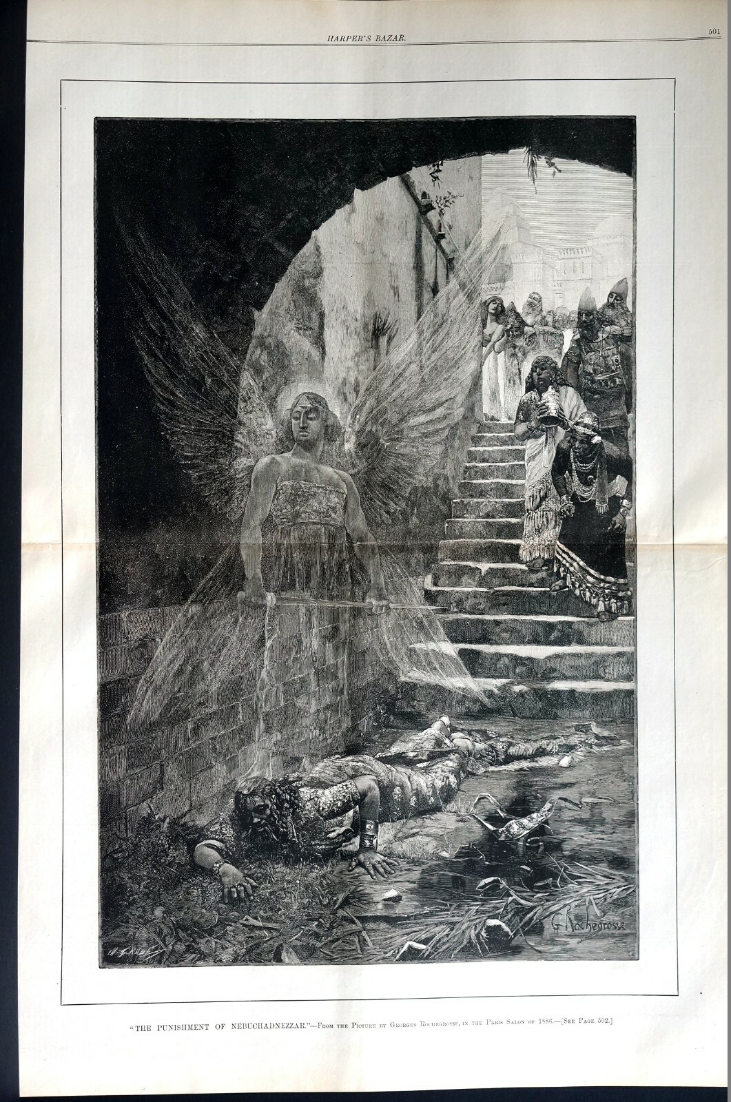 Punishment of Nebuchadnezzar ANGEL 1886 GEORGE ROCHEGROSSE CENTERFOLD w STORY