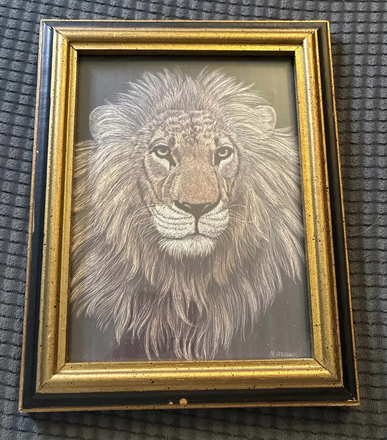 Vintage Lion Print By Marjorie Brice Framed 1990’s Tiger King