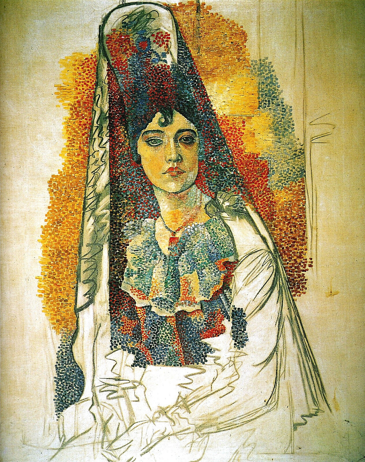Woman with Mantilla (1917) by Pablo Picasso – 17″ x 22″ Fine Art Print – 00765