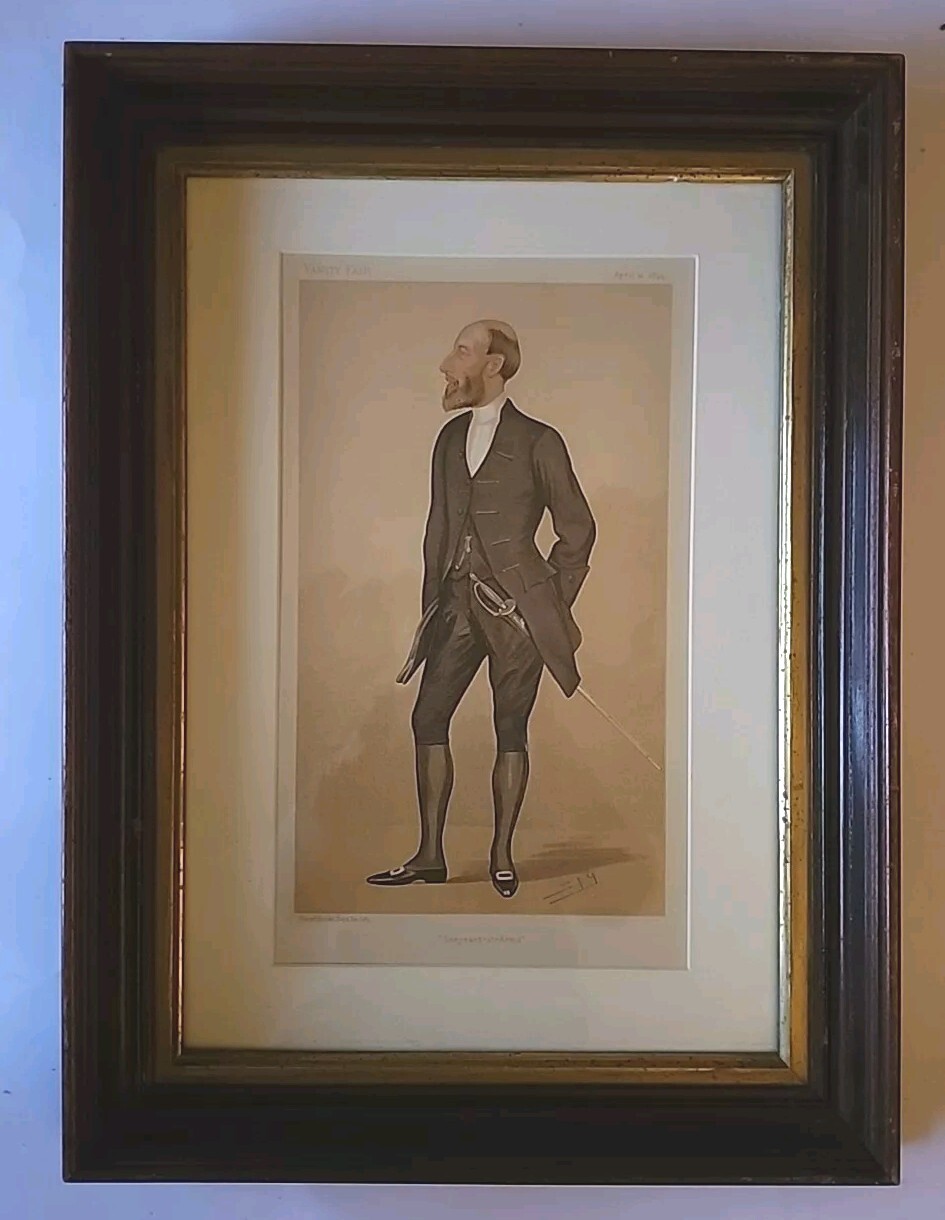 Antique Vanity Fair “Spy” print: “Serjeant at -Arms” dated 1894 Wooden Frame