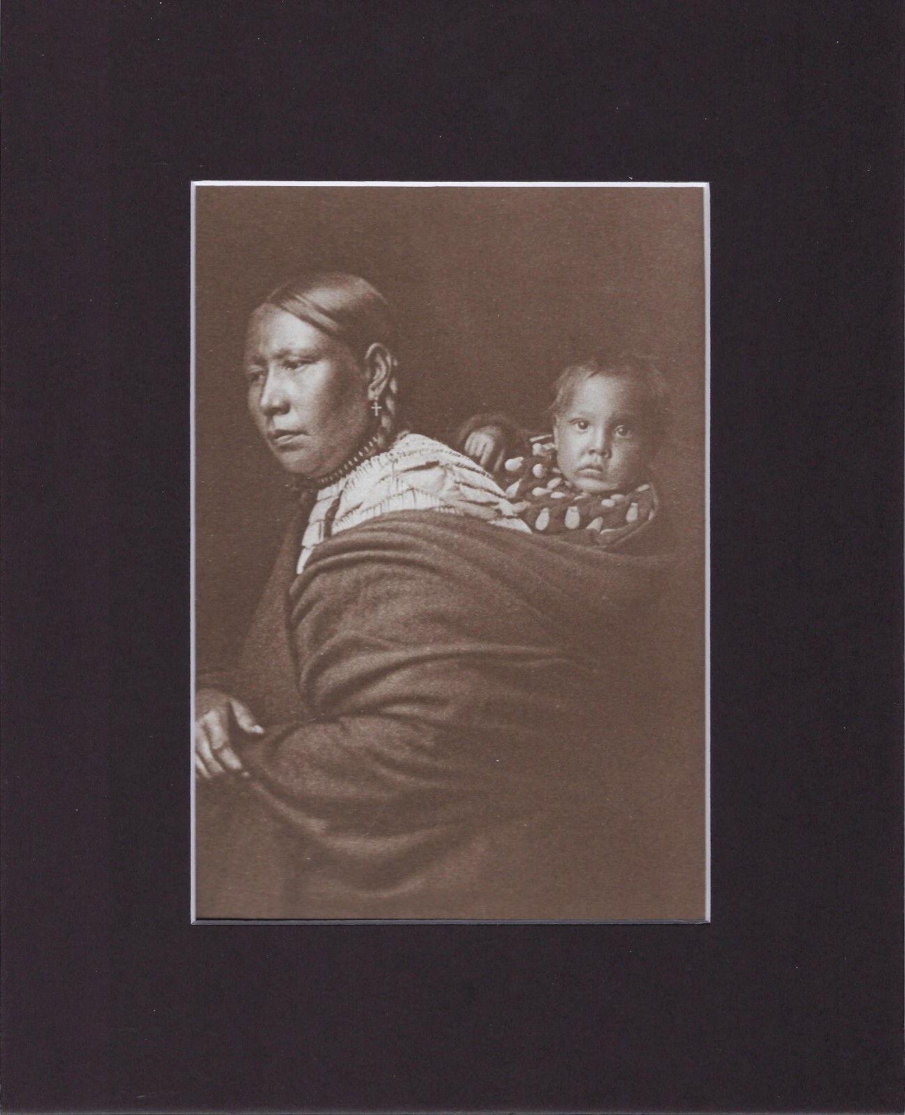 8X10″ Matted Print Art Indian Picture Edward S Curtis: Teton Sioux, Mother Child