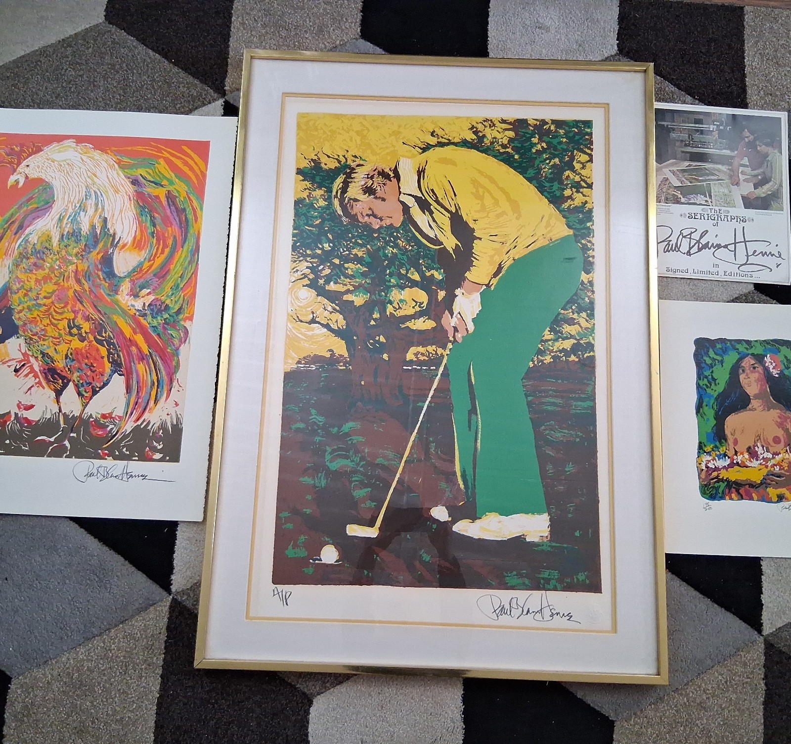 Paul Blaine Henrie JACK NICKLAUS 44″x 31″ FRAMED Serigraph Golf+ Extras