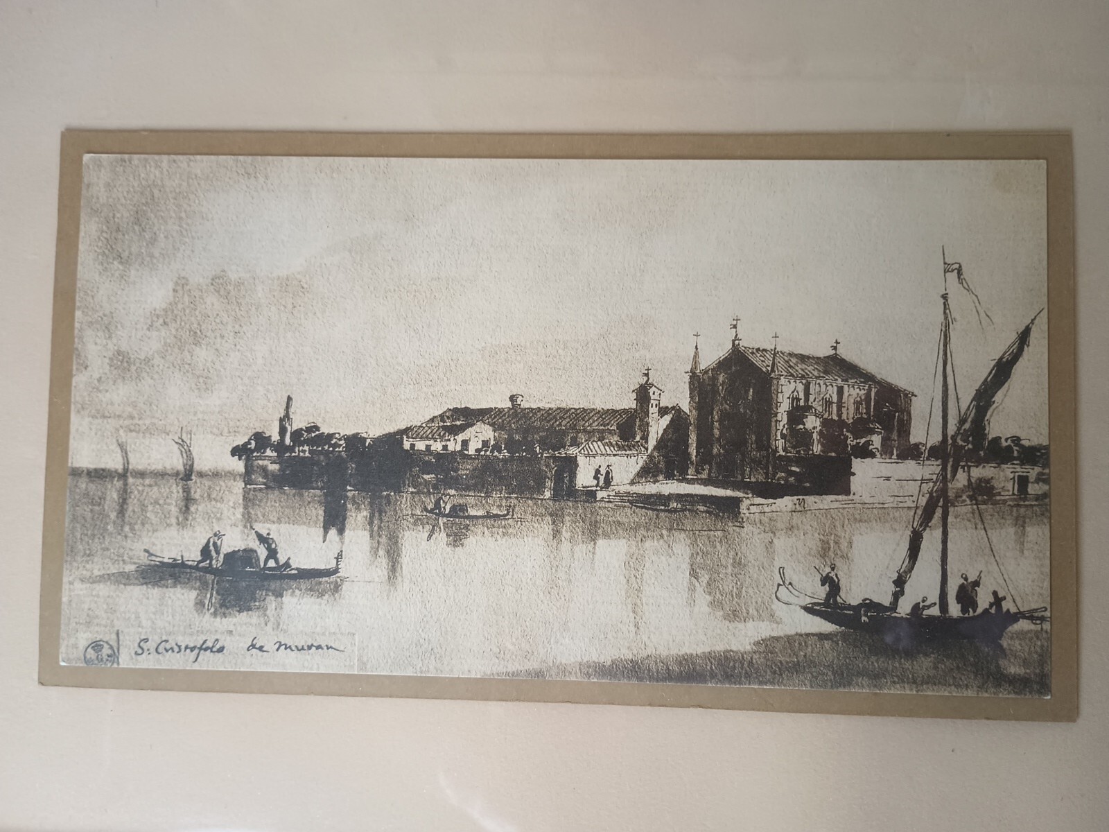 S.Cristoforo De Murano Litho c.1910 After Canaletto Print By Fratelli Alinari