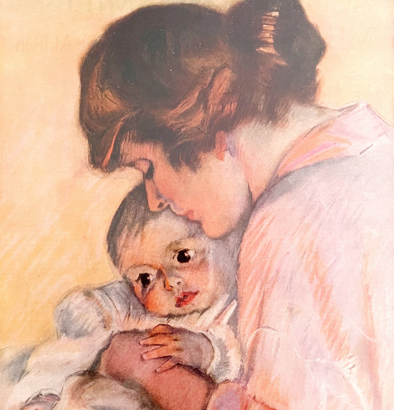 Motherly Love Infant 1920 Maud Tousey Fangel Lithograph Pastel Art Print HM1D