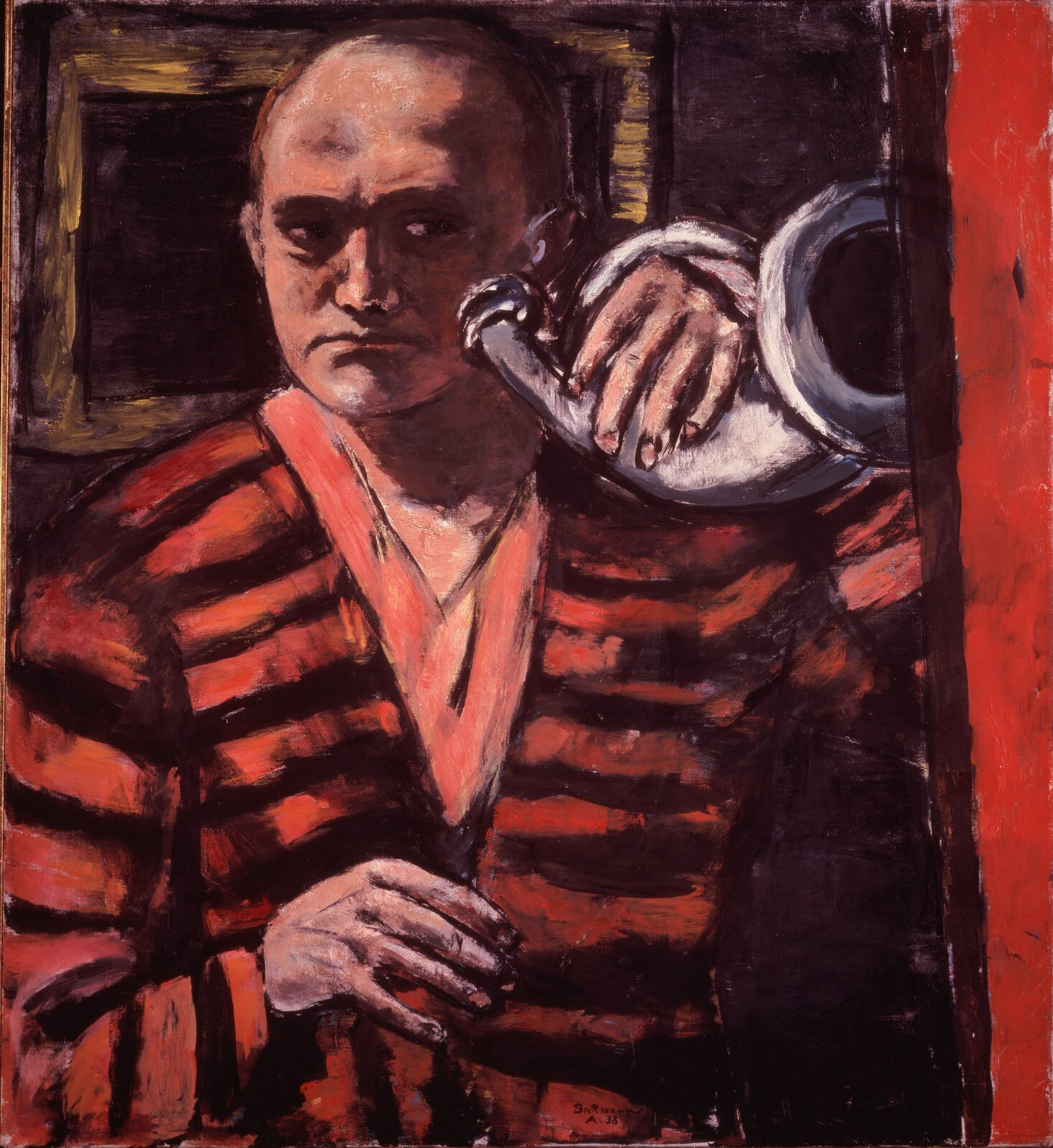 Max Beckmann Self Portrait with Horn 1938 Expressionism Fine Art Print 17″ x 22″