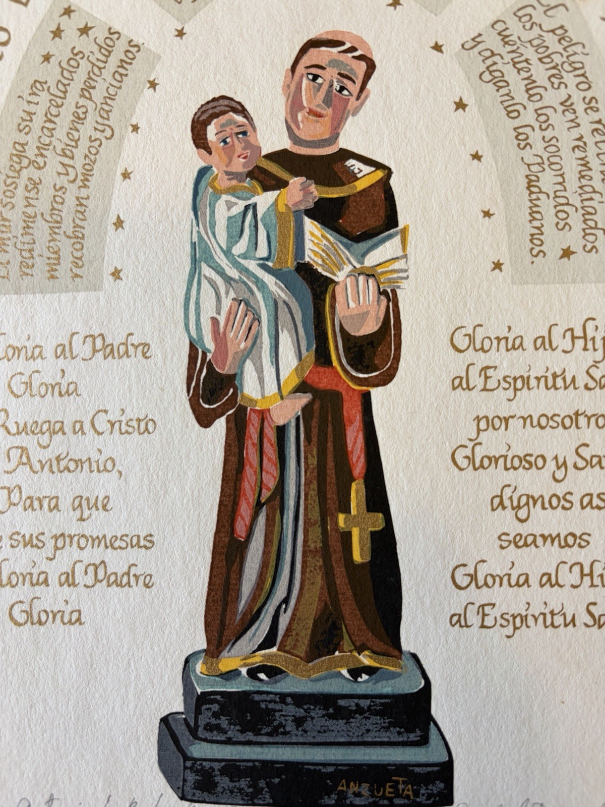 Isabel Bernal Carlos Anzueta Signed/Numbered Serigraph San Antonio de Padua ‘84