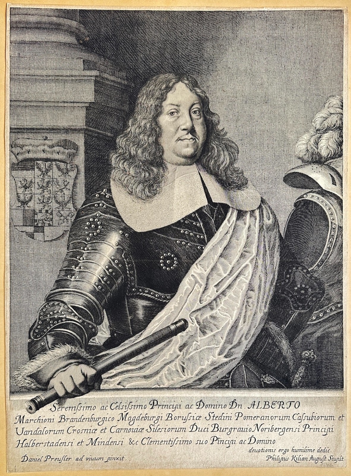 Albert II Margrave of Brandenburg-Ansbach, original copperplate engraving, Philip Kilian