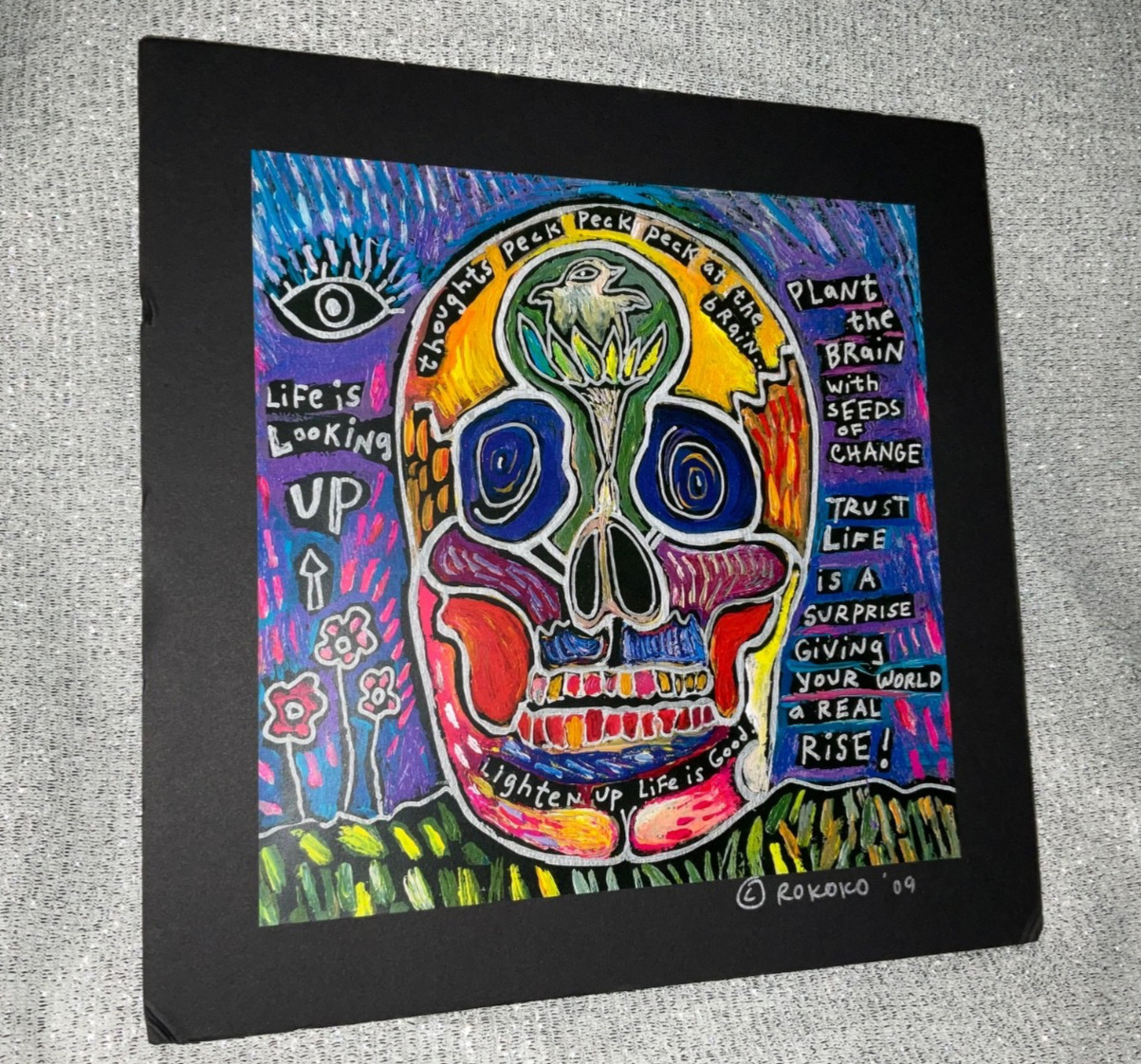 Rokoko Print Mexico Mixed Media Folk Art “Life is Good.” 2009 See Pics