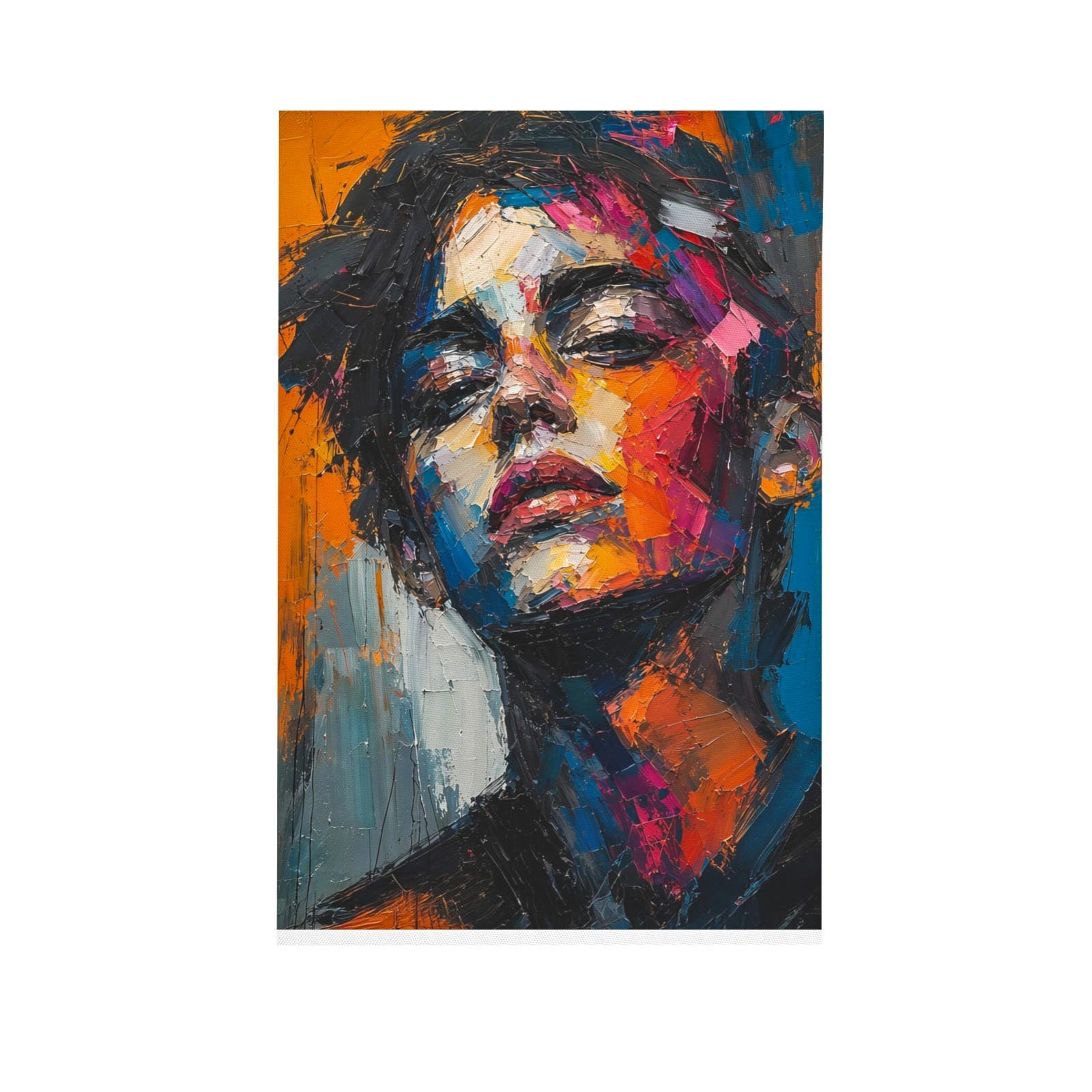 Abstract Oil Portrait Canvas Print Modern Palette Knife Pop Wall Art Unframed