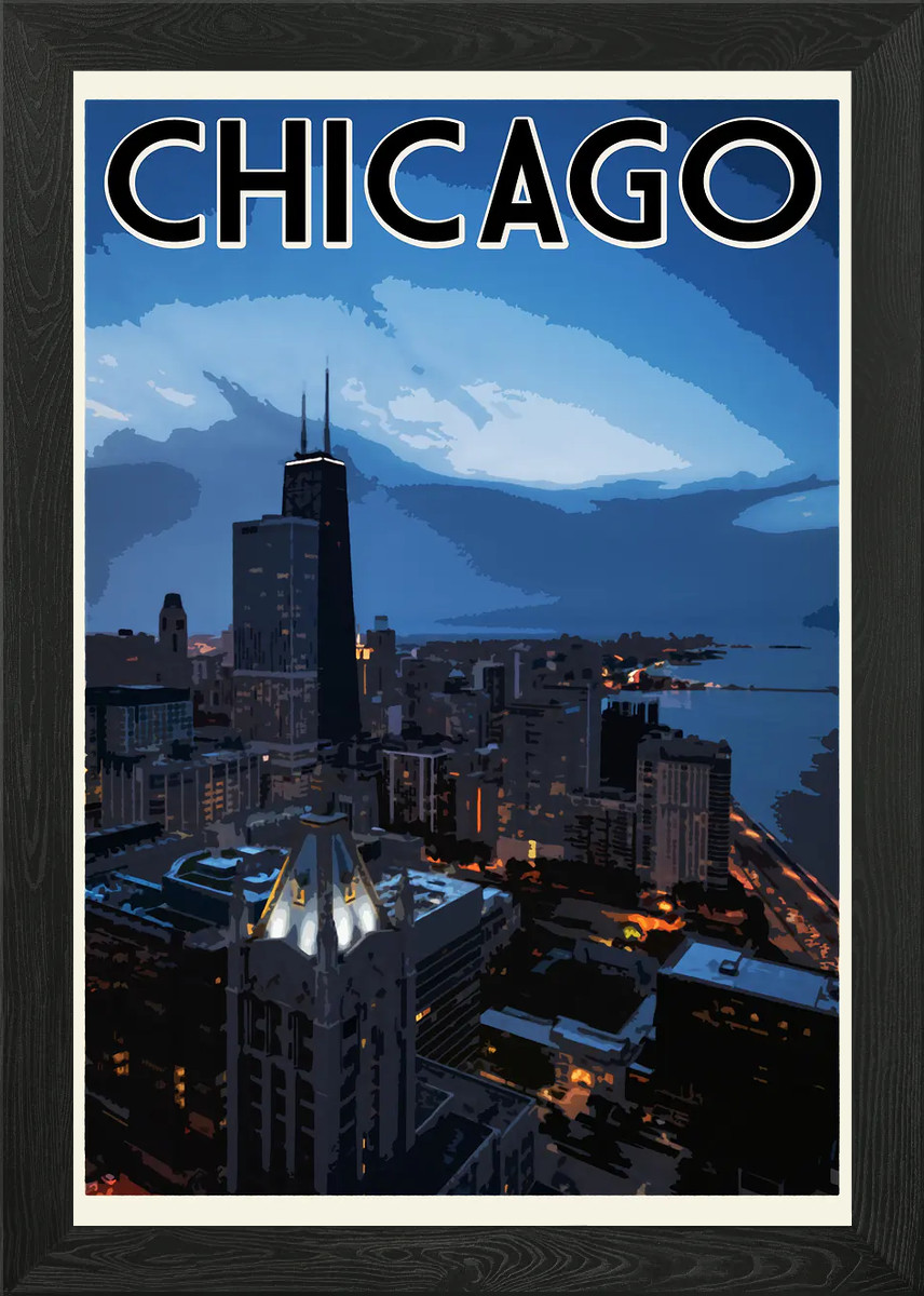 Chicago Vintage Poster Framed Wall Art Poster Canvas Print Picture