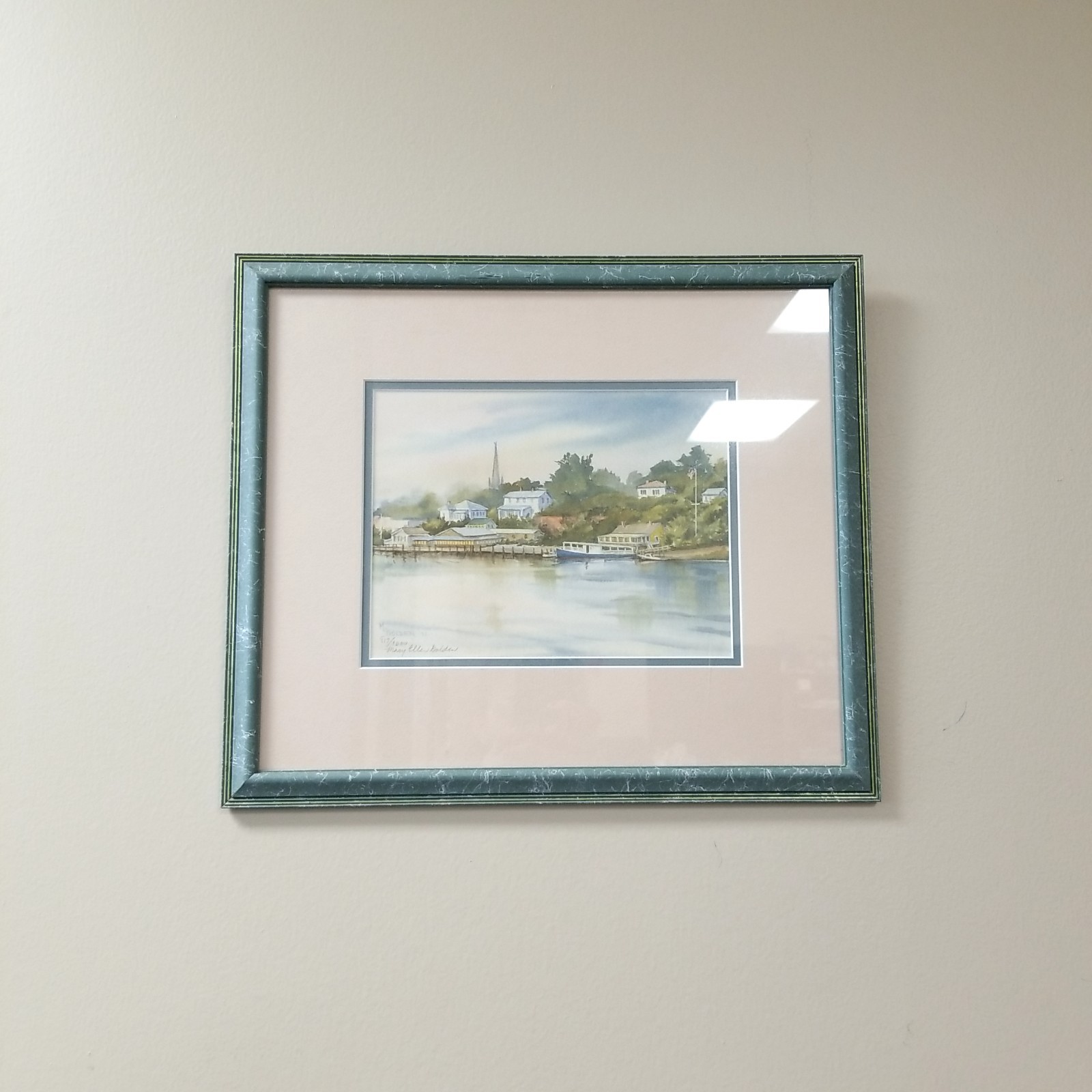 Mary Ellen Golden Signed 817/1000 Print Coastal Village Pro-Framed w/Artist Info