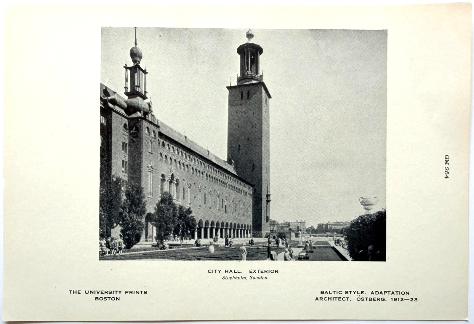 c1920-30s City Hall Exterior Stockholm Sweden Half Tone Print Architect Antique