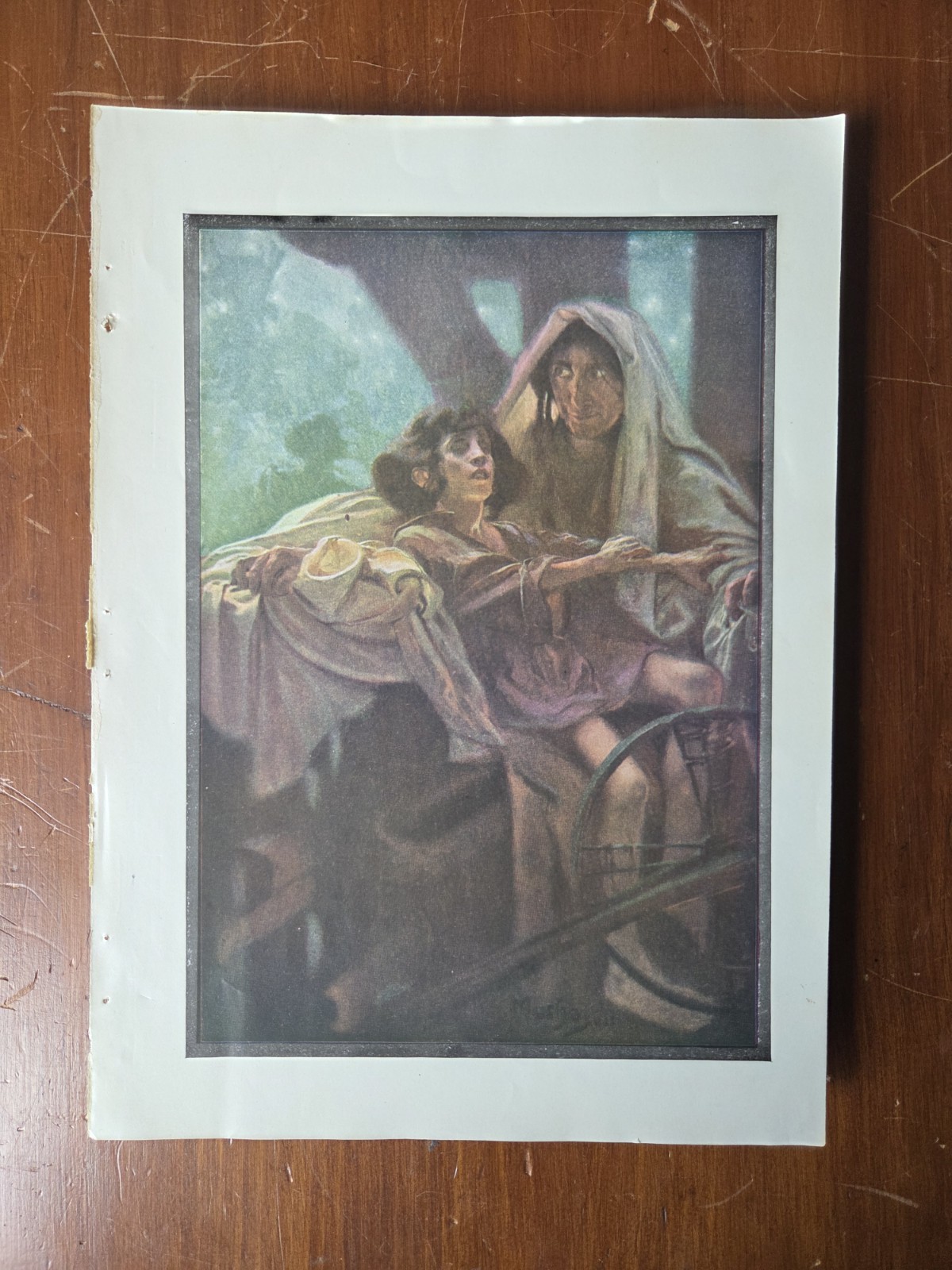 1905 Alphonse Mucha “The Mother and Bartimaeus” Color Print & Poem Set