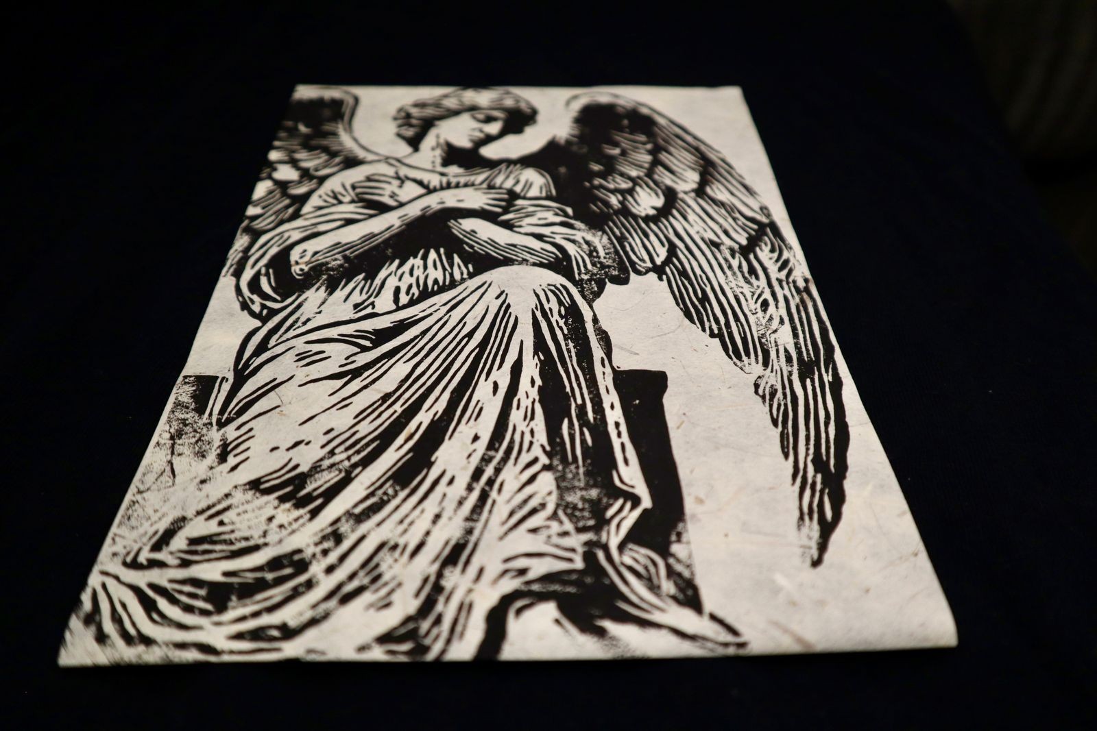 Original linocut Print “Strangely Unsentimental” 8.3×5.8in – Handmade