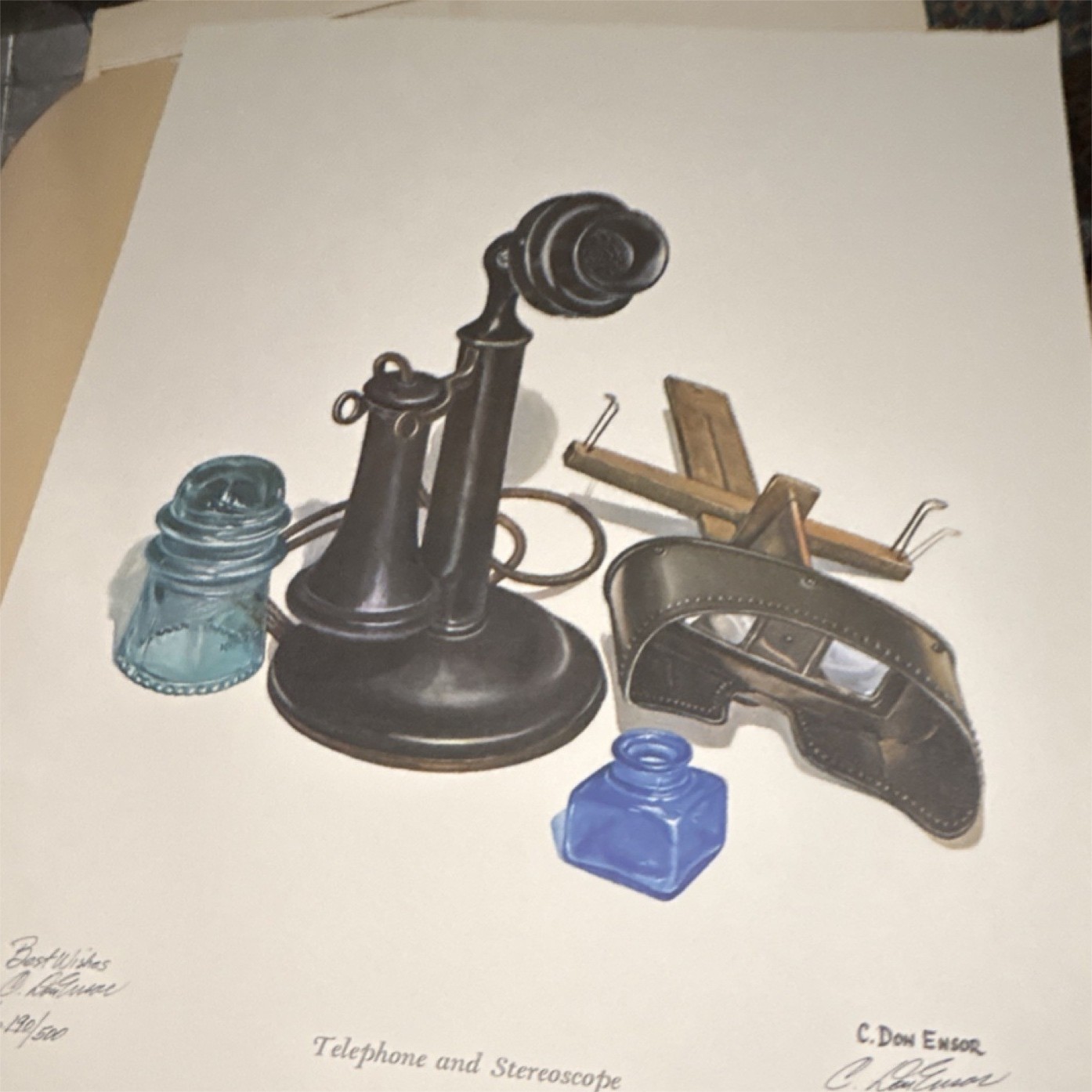 C. Don Ensor Limited Edition Signed Numbered Print Telephone Stereoscope 1976