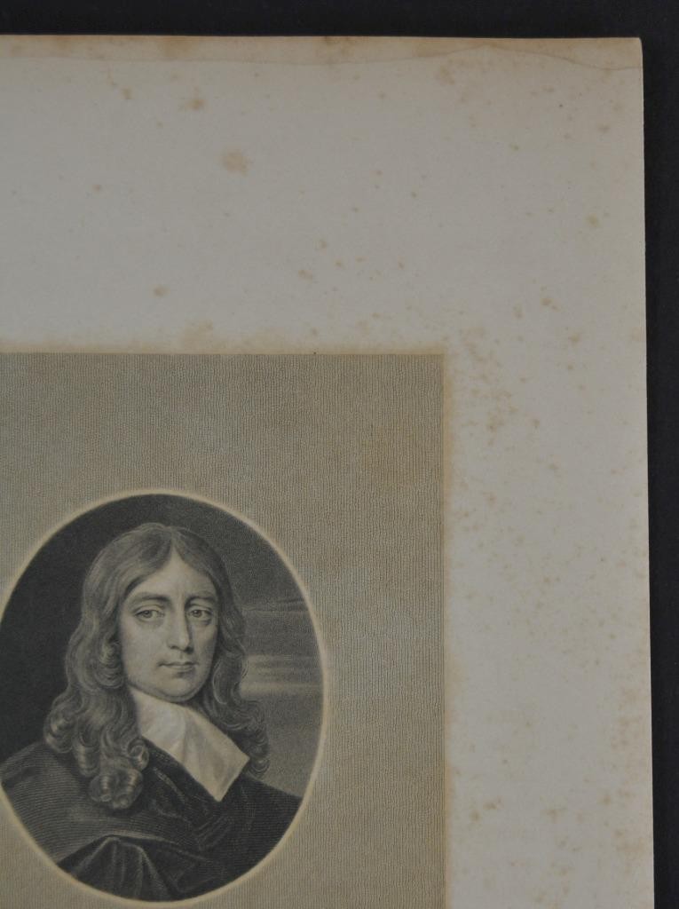 Antique John Milton Portrait Art 1830’s Paradise Lost Hell Occult Devil