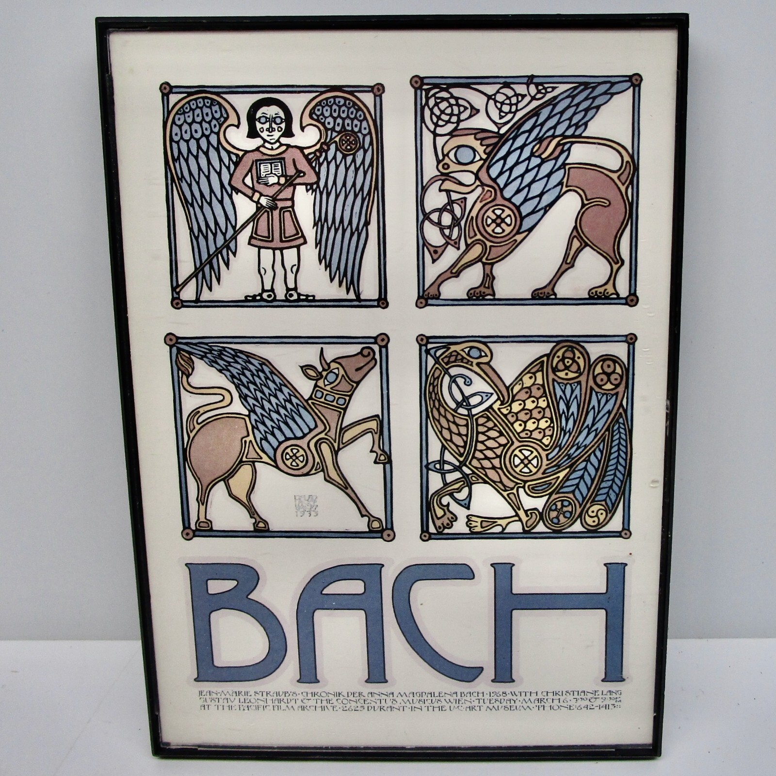 Bach mini poster art print David Lance Goines 1970s 7″ x 5″ black plastic frame