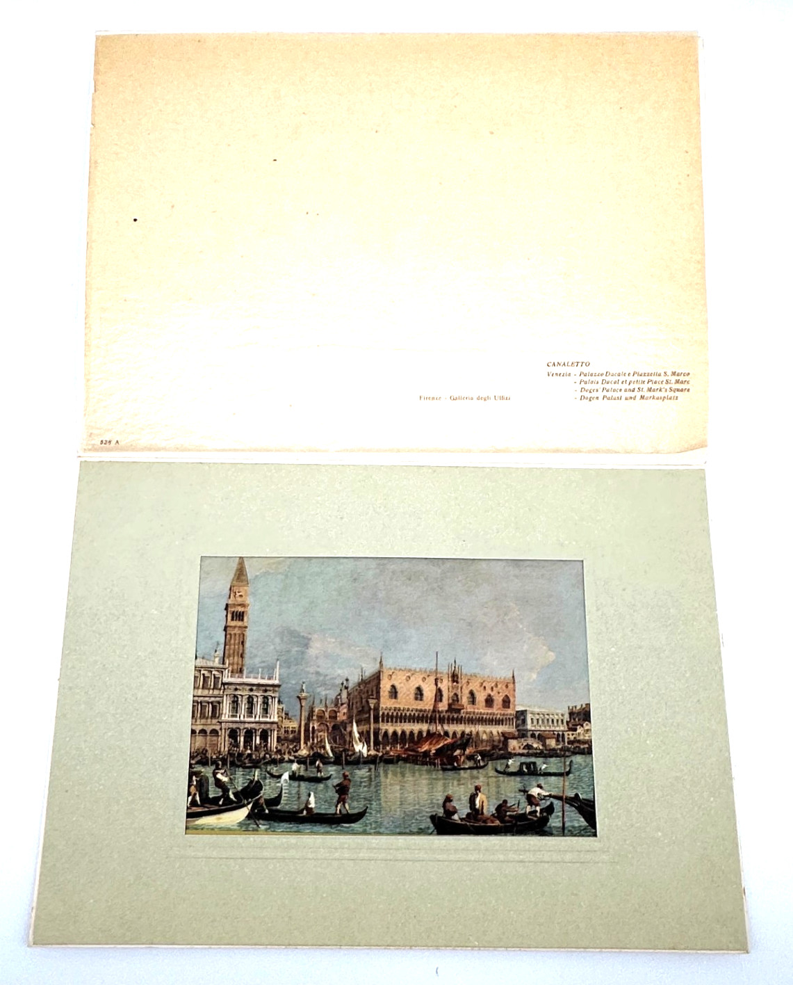 Vintage Canaletto Venice Piazza San Marco Print Folio Ricordi Italy Mid Century