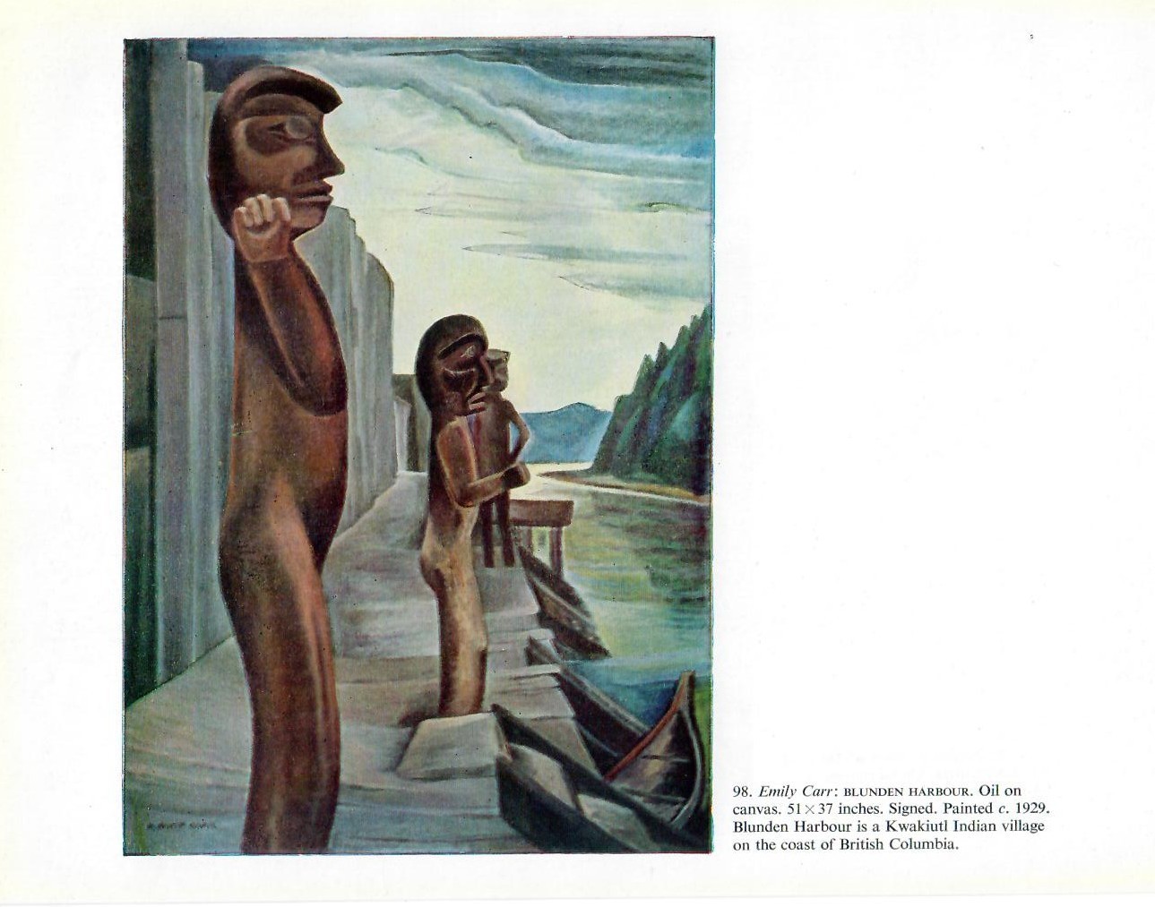 EMILY CARR Totem Poles Blunden Harbour Kwakiutl Natives Vintage Book Plate Print
