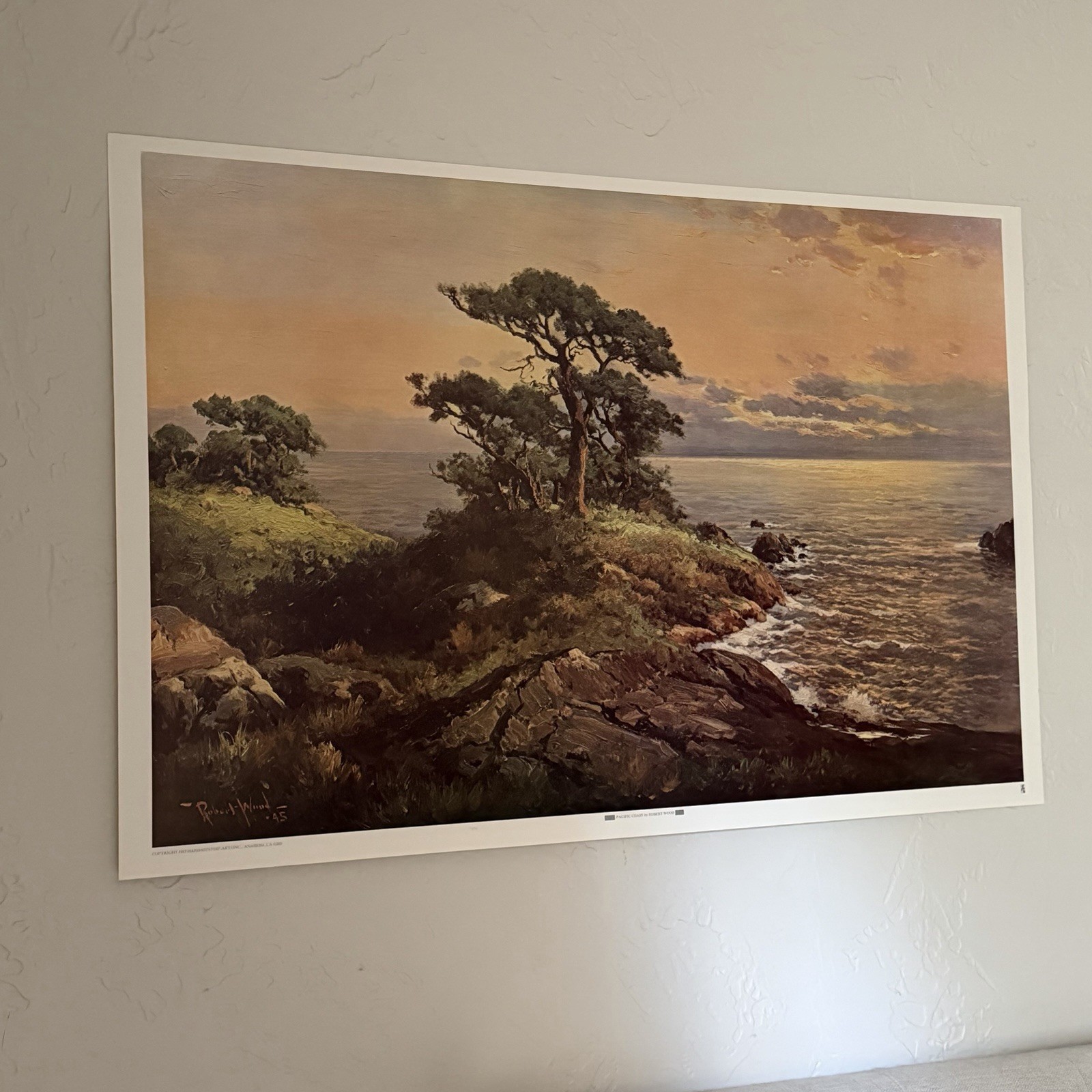 Robert Wood Pacific Coast Art Print Vintage Litho Large 38×25.5” Landscape 1983