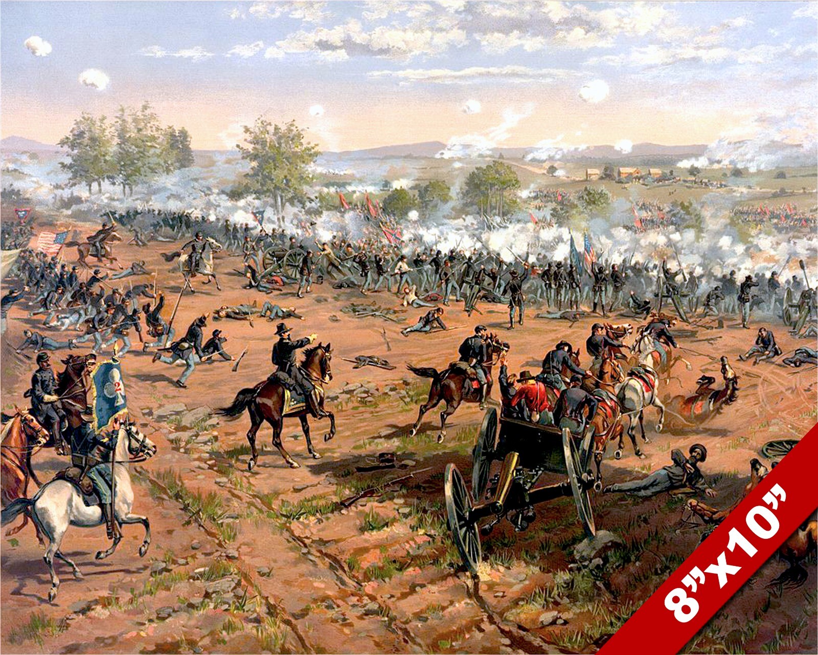 BATTLE OF GETTYSBURG US CIVIL WAR PAINTING GENERAL LEE & MEADE ART CANVAS PRINT