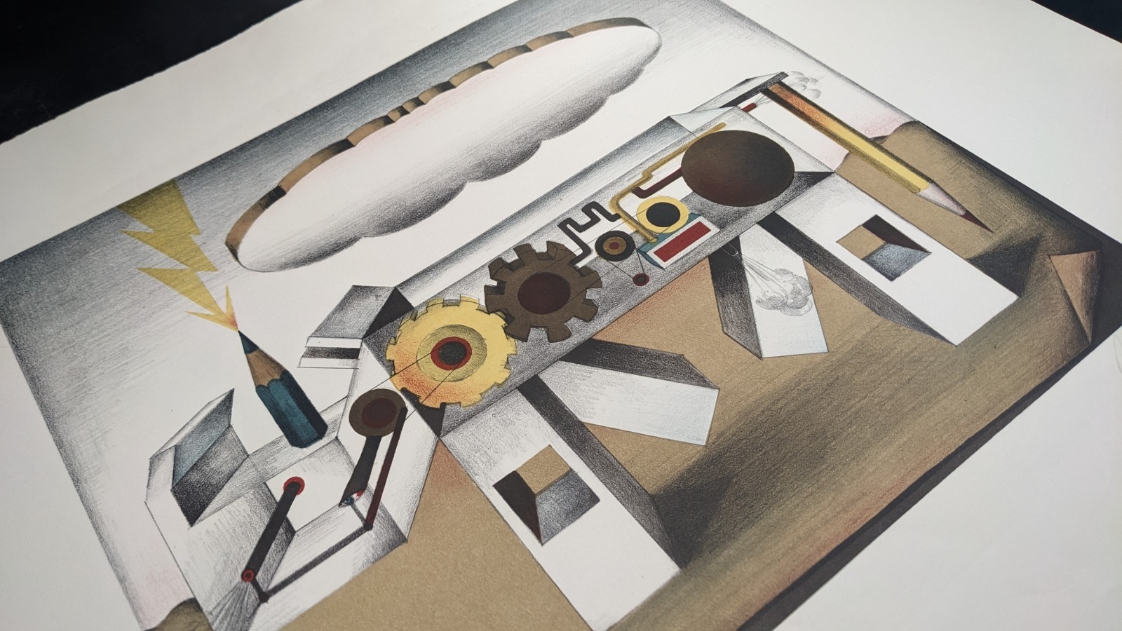 Alois Janak, Abstract Machine, Lithograph, Hand Signed, Dated, 1972