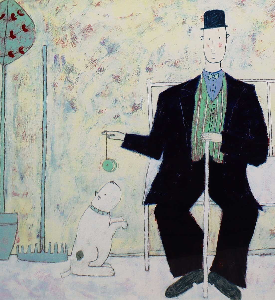 Annora Spence DOG AND YO YO Silkscreen Signed ED 183/225 With COA Collectible