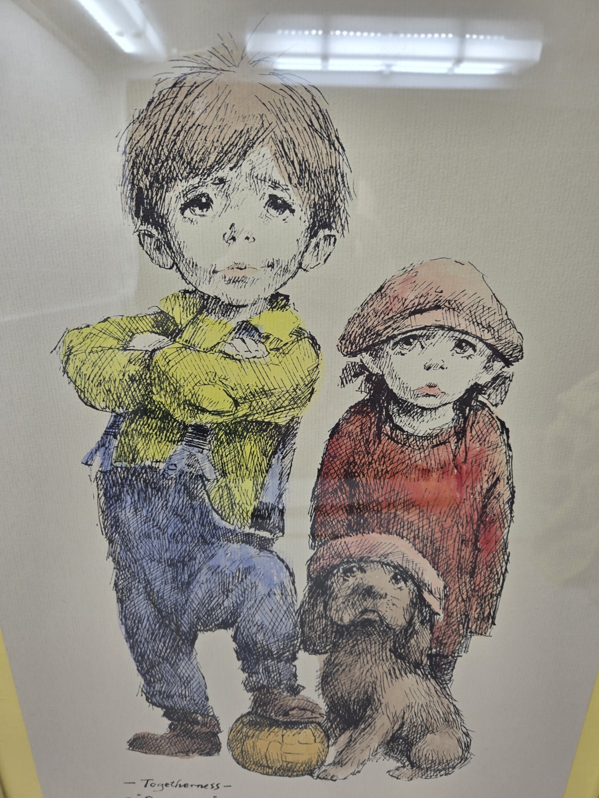 Barry Leighton Jones lithograph Out To Play Children Dog Togetherness Recreation