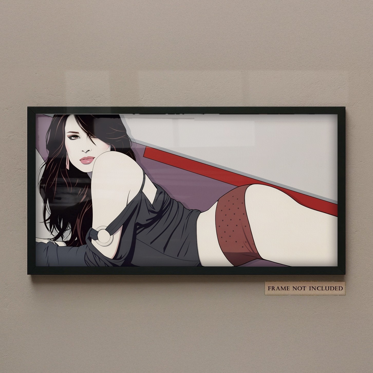 Sensual Patrick Nagel inspired ero sexy Woman Pop Art Print 80s Minimalist Style