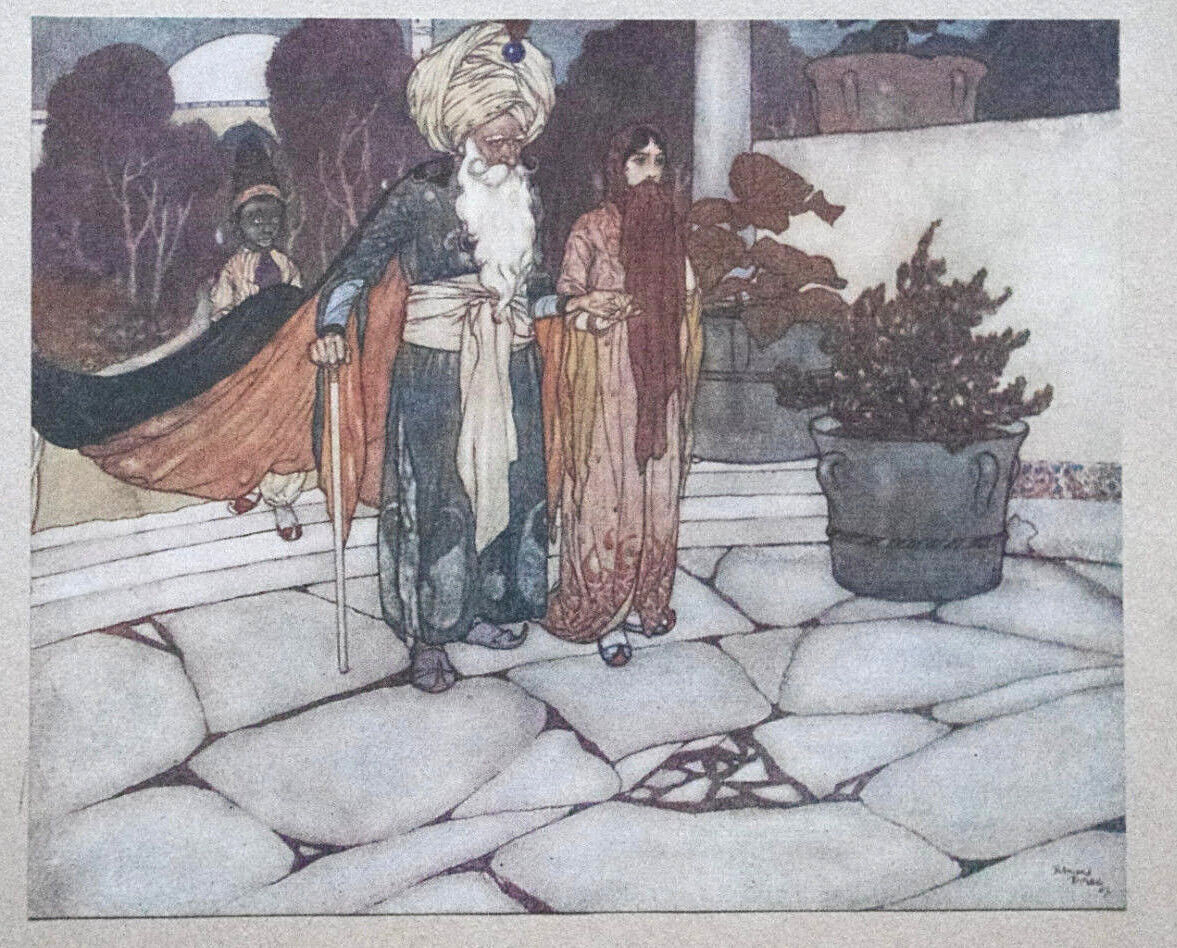 SULTAN & PRINCESS By EDMUND DULAC Original 1911 Print ALI BABA / ARABIAN NIGHTS