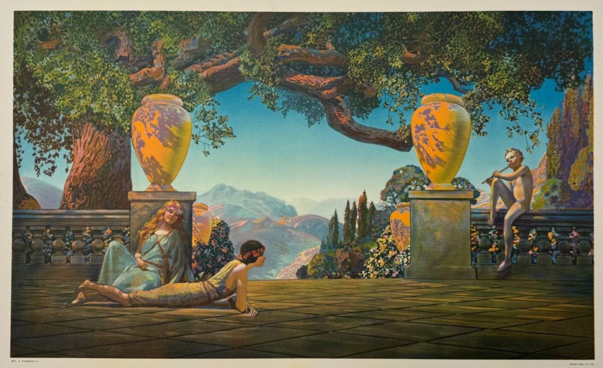Vintage Roy Grossman Garden of Melody Print 15×23 Art Nouveau Fantasy Art