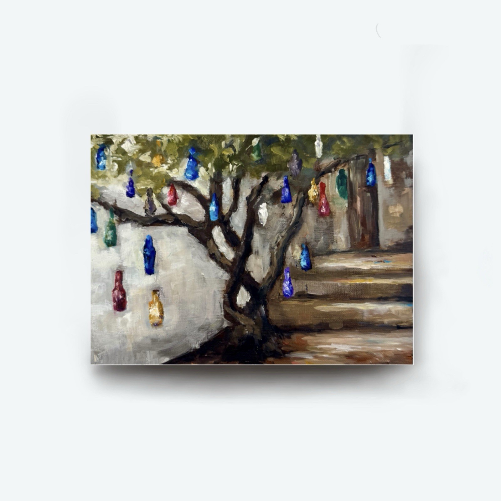 Ltd Edition ACEO Art Print /8 Southwest Bottle Tree New Mexico Courtyard